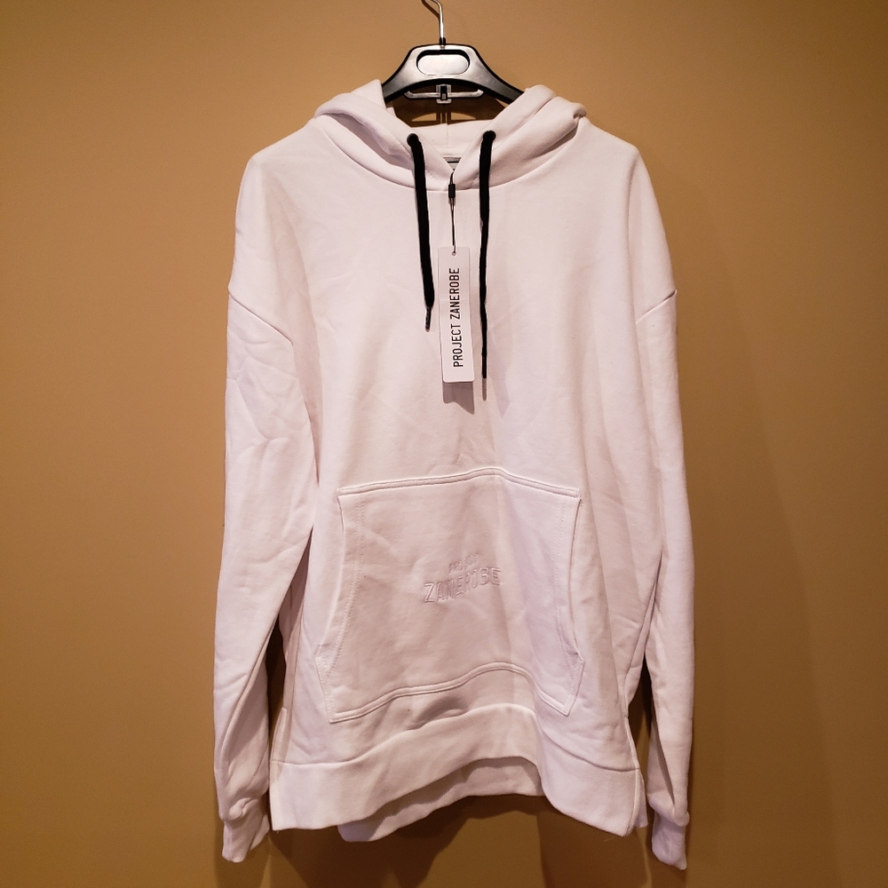 Project Zanerobe White Oversized Hoodie NWT Men’s Medium Minimalist Streetwear
